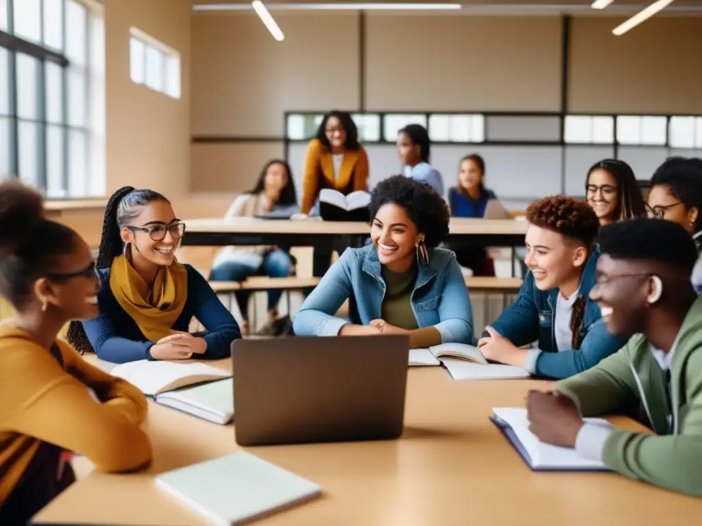 Estudiantes diversos en aula inclusiva Estudiantes diversos en aula moderna