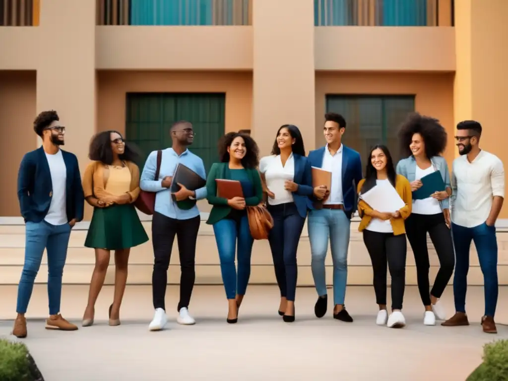 Estudiantes diversos en aula moderna y minimalista Estudiantes diversos en aula moderna y minimalista: Conseguir apoyo económico para educación universitaria