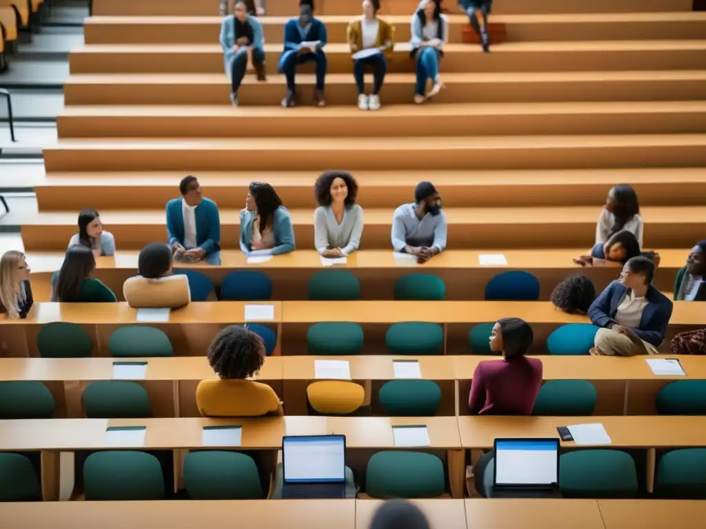 Estudiantes diversos en aula universitaria promoviendo igualdad Estudiantes diversos en aula universitaria promoviendo igualdad en admisiones