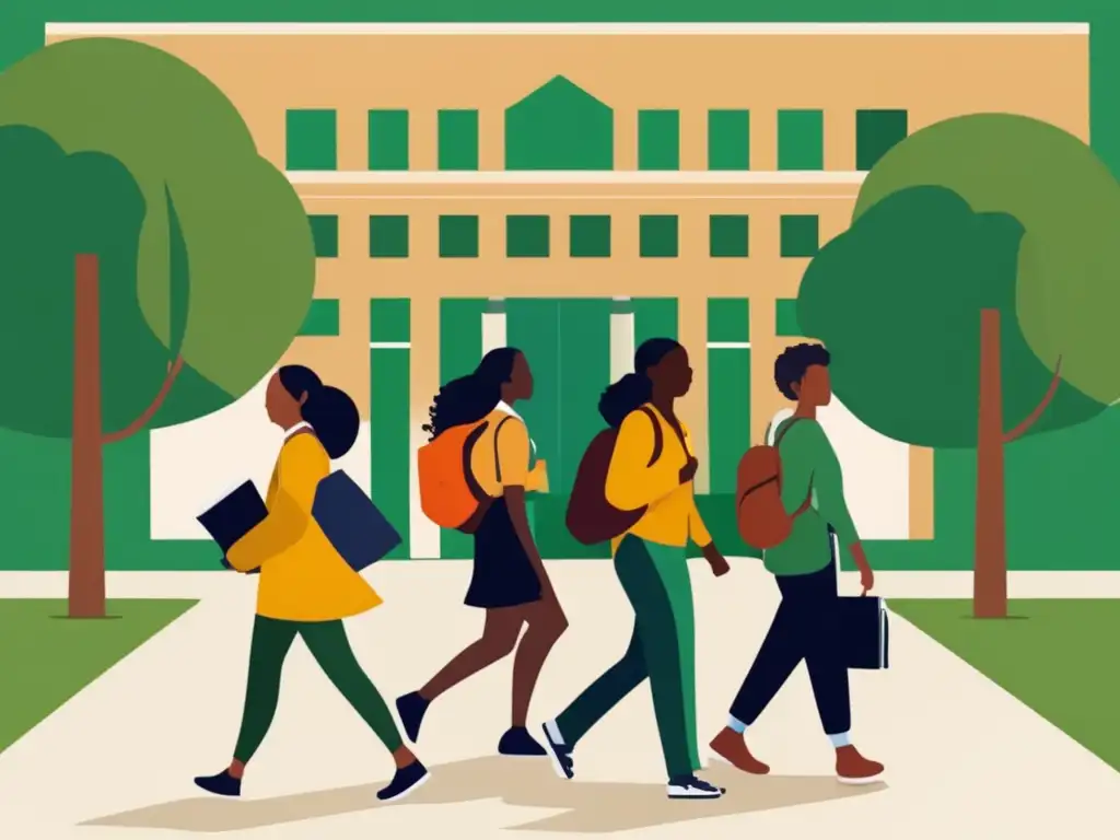 Campus universitario diverso y progresista Estudiantes diversos y sin fines de lucro en admisión universitaria