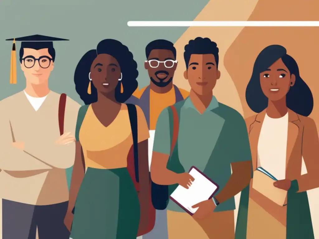 Estudiantes diversos en universidad Estudiantes diversos en universidad promoviendo igualdad (Proceso admisiones universitarias igualdad)