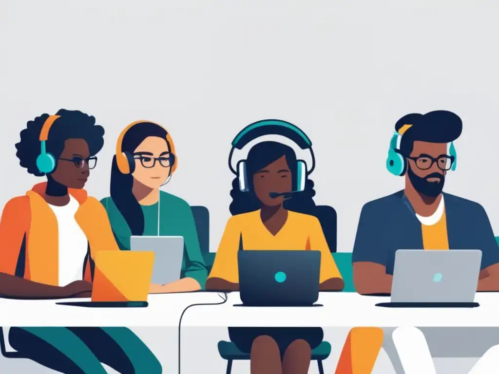 Estudiantes concentrados en examen online Estudiantes diversos realizando exámenes de admisión universitarios online