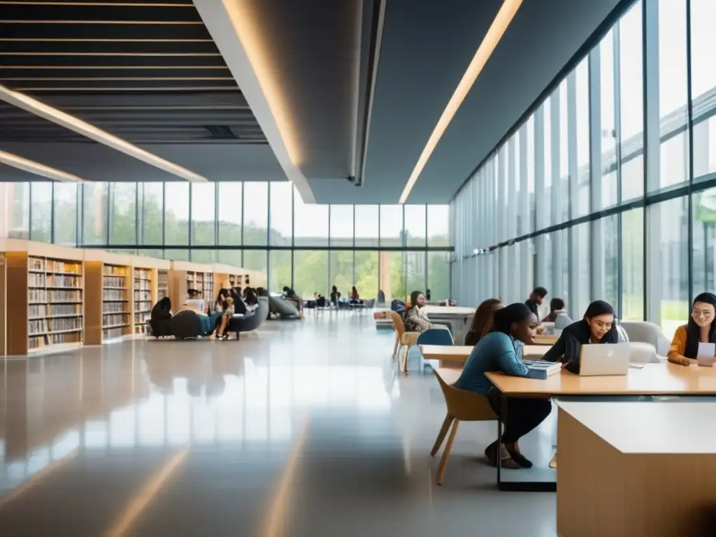 Estudiantes internacionales en biblioteca universitaria Estudiantes internacionales en biblioteca universitaria con recursos digitales