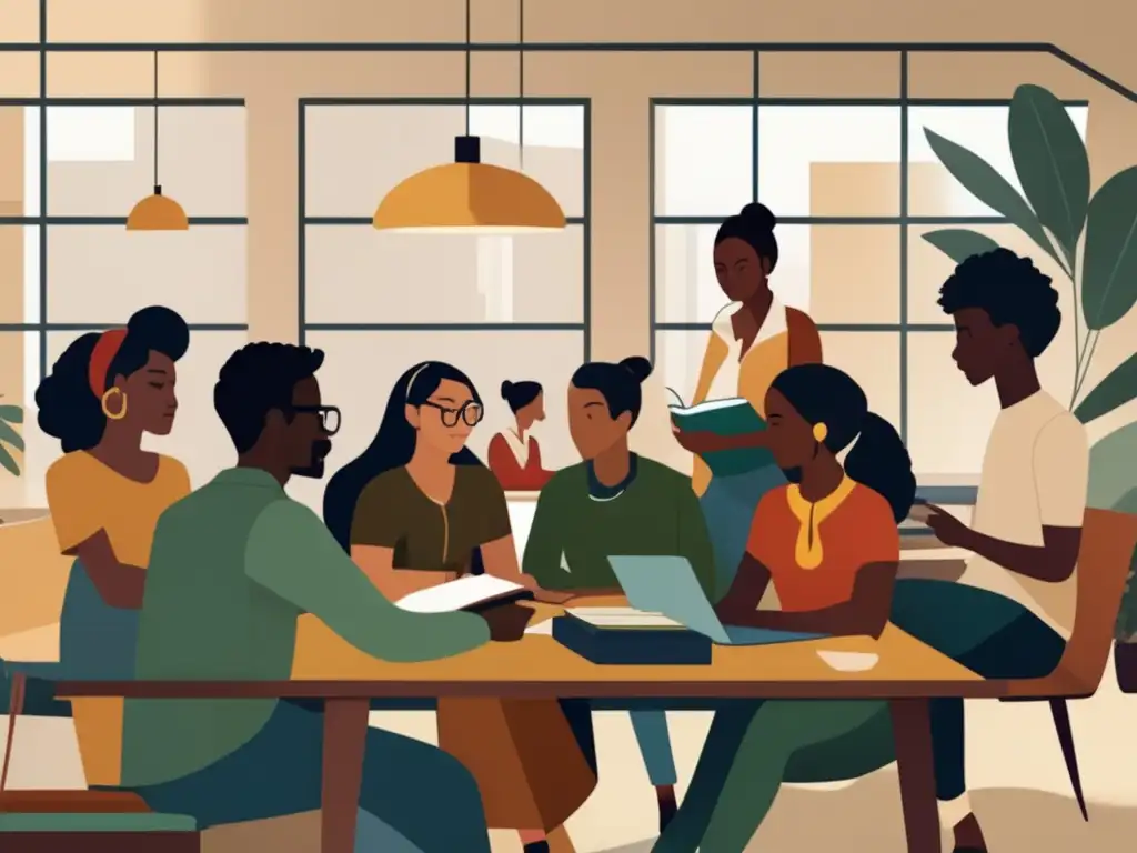 Estudiantes internacionales discutiendo y compartiendo experiencias Estudiantes internacionales discuten consejos para admisiones universitarias (110 caracteres)
