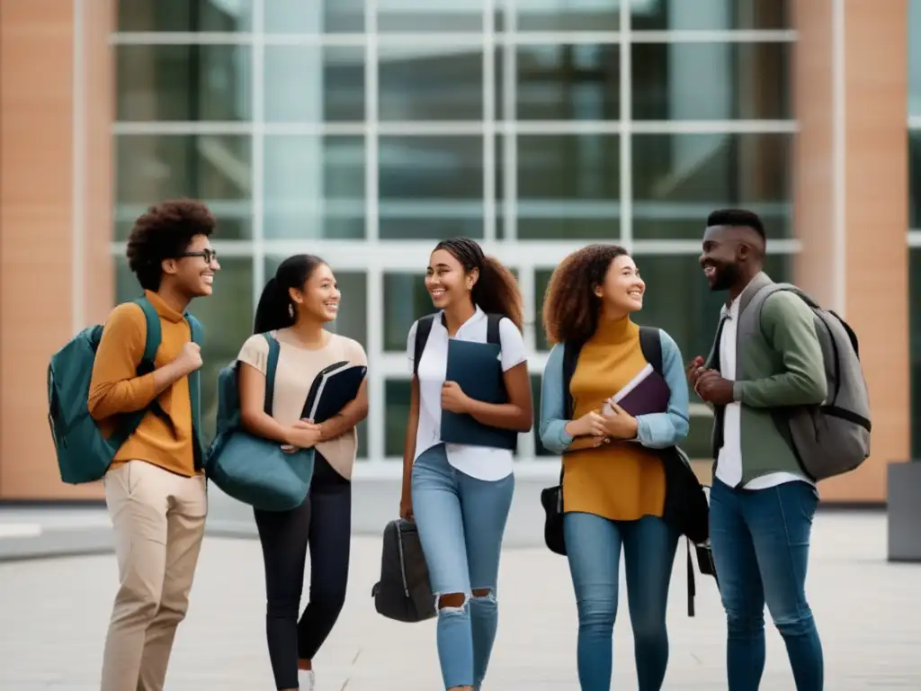 Estudiantes diversos en la universidad Estudiantes internacionales en proceso de admisiones universitarias, comunidad inclusiva y acogedora