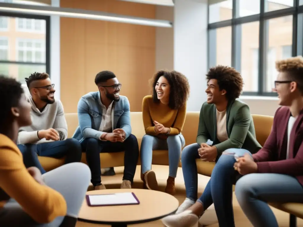 Estudiantes debatiendo diversidad en universidad Estudiantes debatiendo perspectiva de género en admisiones universitarias