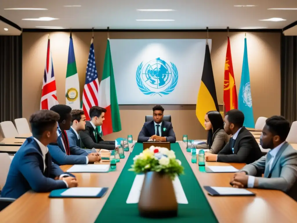 Jóvenes estudiantes en simulación ONU Estudiantes participando en simulación de la ONU - Proceso de admisiones universitarias