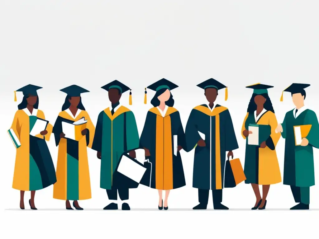 Unidad y colaboración académica Estudiantes diversos unidos por la excelencia académica y el financiamiento de becas universitarias
