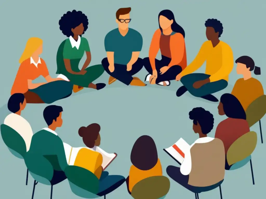 Estudiantes universitarios discutiendo Estudiantes universitarios colaborando y comunicándose en una discusión inclusiva