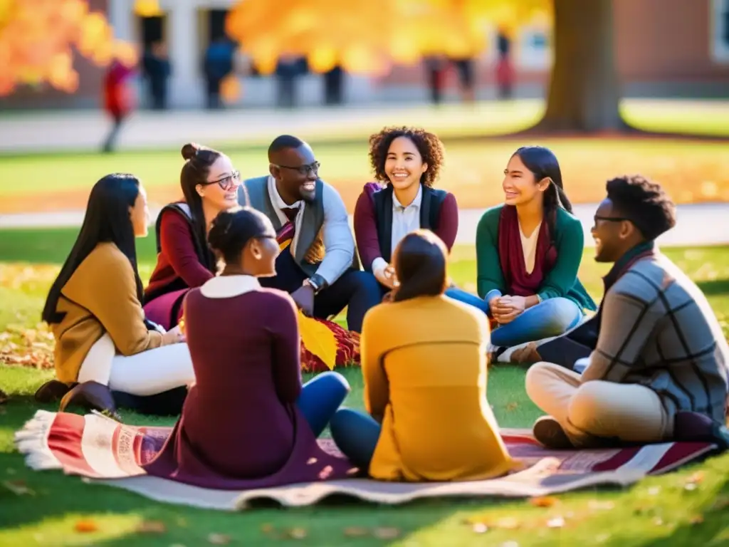 Estudiantes universitarios diversos y vibrantes en discusión colaborativa Estudiantes universitarios diverso y vibrante discuten y colaboran en actividades multiculturales