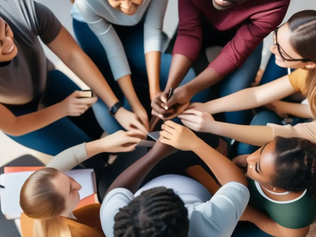Estudiantes universitarios colaborando Estudiantes universitarios diversos en aprendizaje colaborativo - Beneficios del aprendizaje colaborativo en universidades