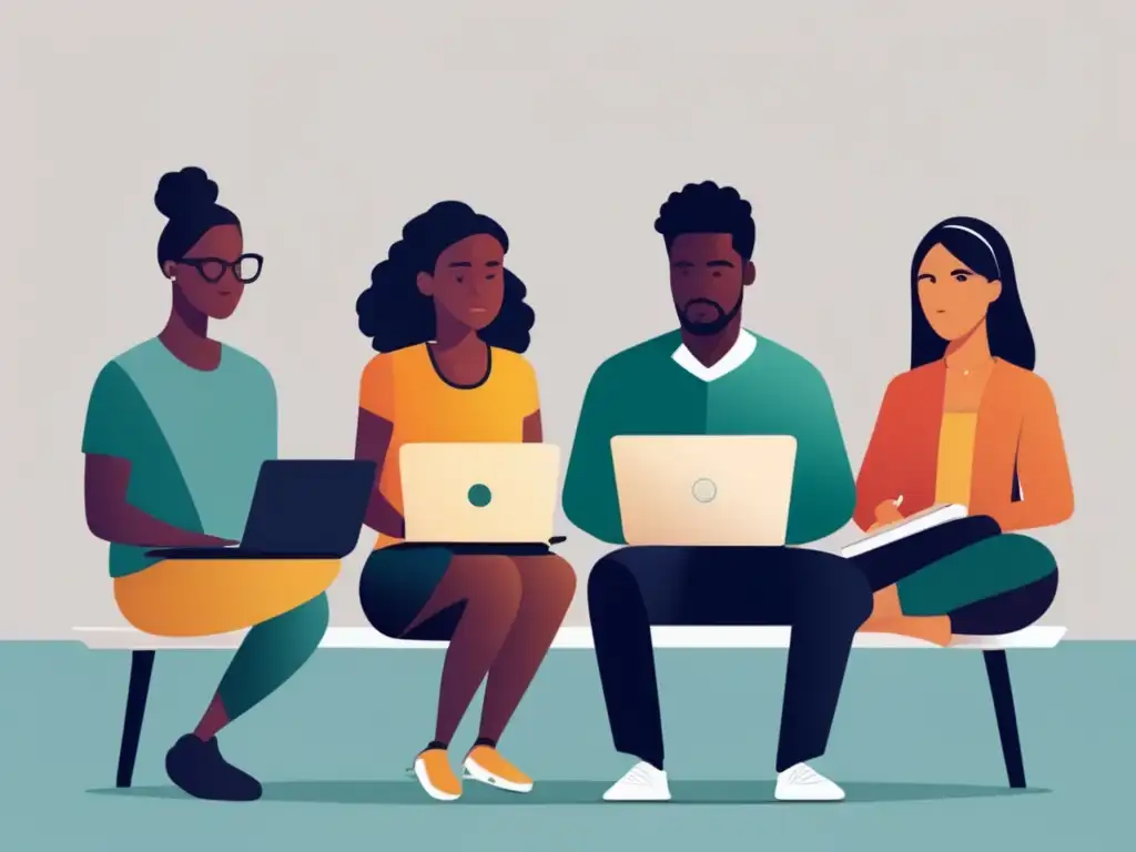 Estudiantes universitarios realizando exámenes en línea Estudiantes universitarios realizando exámenes online con software, destacando diversidad y tecnología