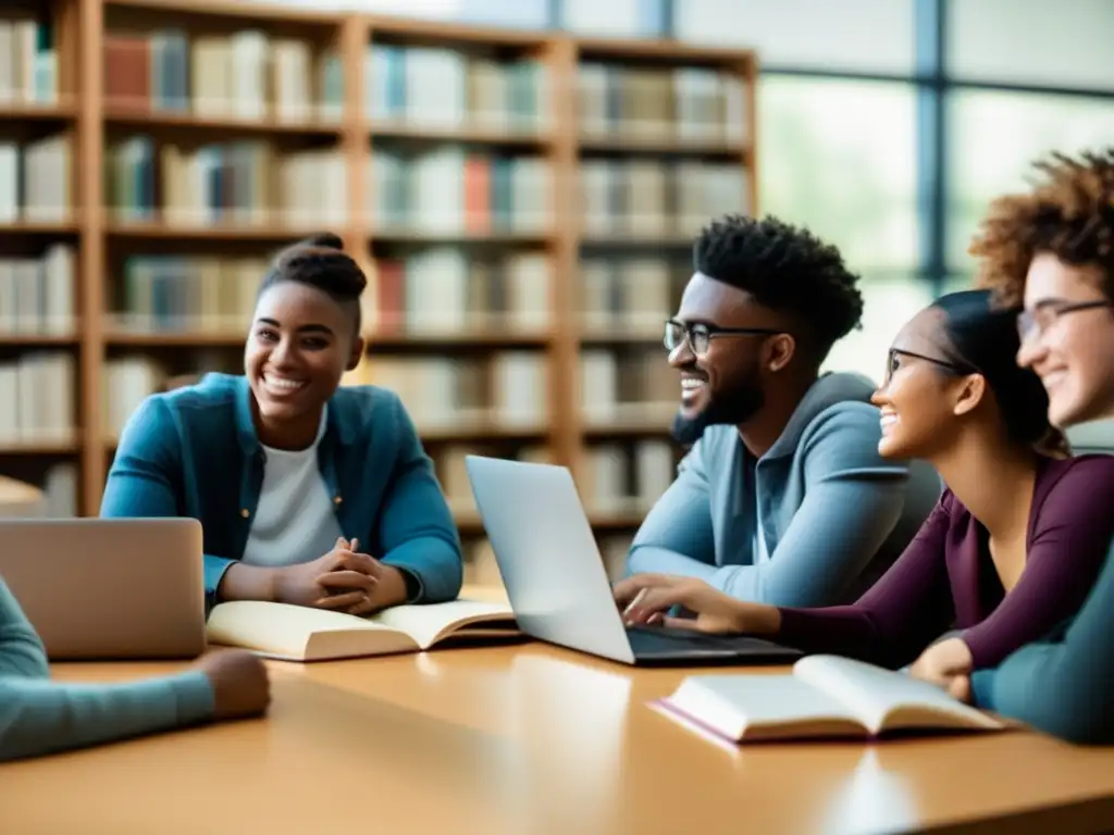 Estudio colaborativo de estudiantes universitarios diverso Estudiantes universitarios de diversas generaciones en biblioteca - Acción afirmativa universitaria primeras generaciones