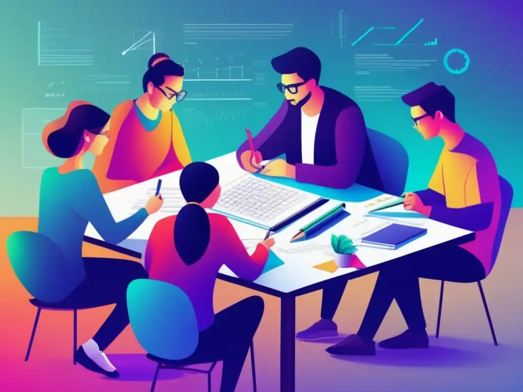Estudiantes universitarios resolviendo problemas matemáticos Estudiantes universitarios resolviendo problemas matemáticos en un club académico de matemáticas