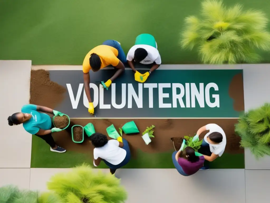 Estudiantes universitarios voluntarios en acción Estudiantes universitarios voluntarios trabajan juntos en limpieza de parque