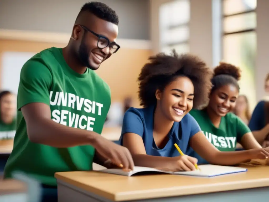 Estudiantes universitarios realizando servicio comunitario Estudiantes diversos realizando voluntariado: Importancia del voluntariado en admisiones universitarias