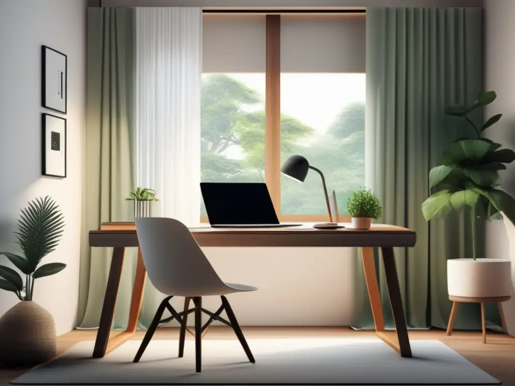 Espacio de estudio minimalista y sereno Estudio minimalista con luz natural para meditación y estudios universitarios