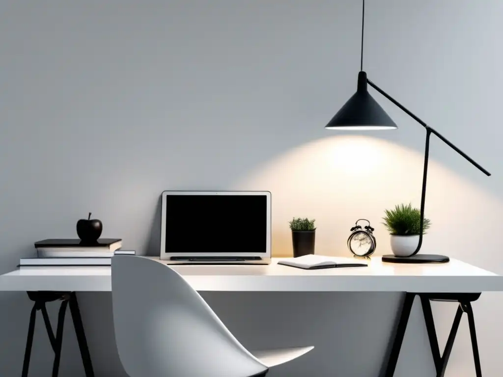 Espacio de estudio minimalista y sereno Estudio minimalista y tranquilo con estrategias para materias difíciles