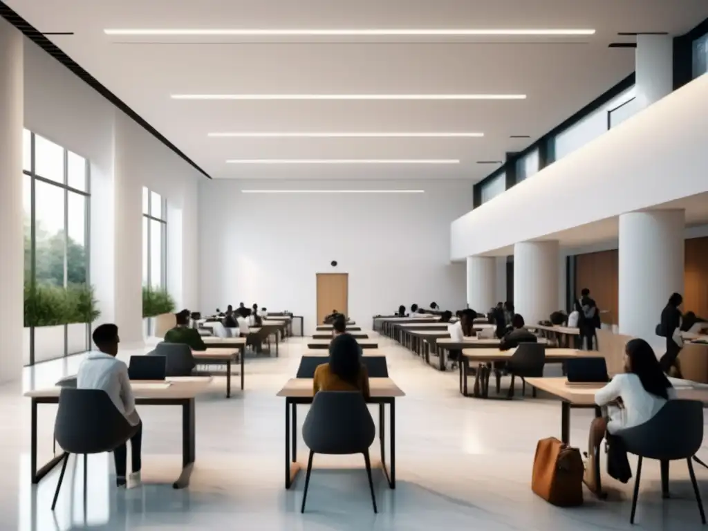 Hall de examen universitario moderno y minimalista Examen de selección universitaria en un salón moderno y minimalista - Métodos de selección universitaria en la Antigüedad