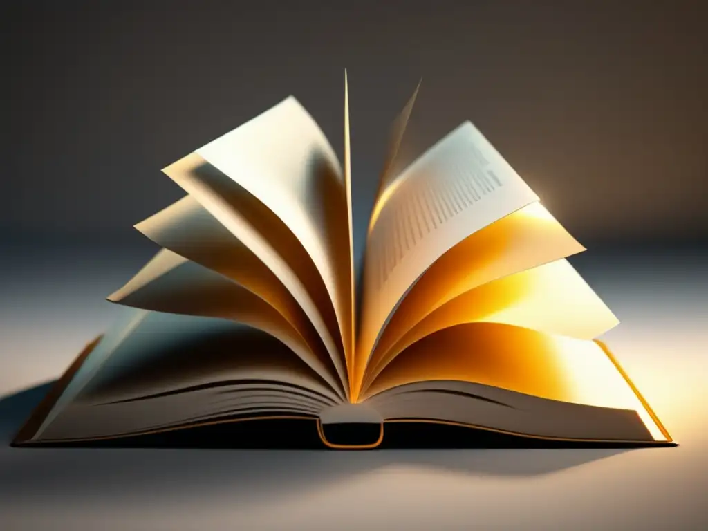 Libro abierto perfectamente iluminado Preparación examen universitario: Imagen 8k detallada con diseño minimalista y moderno