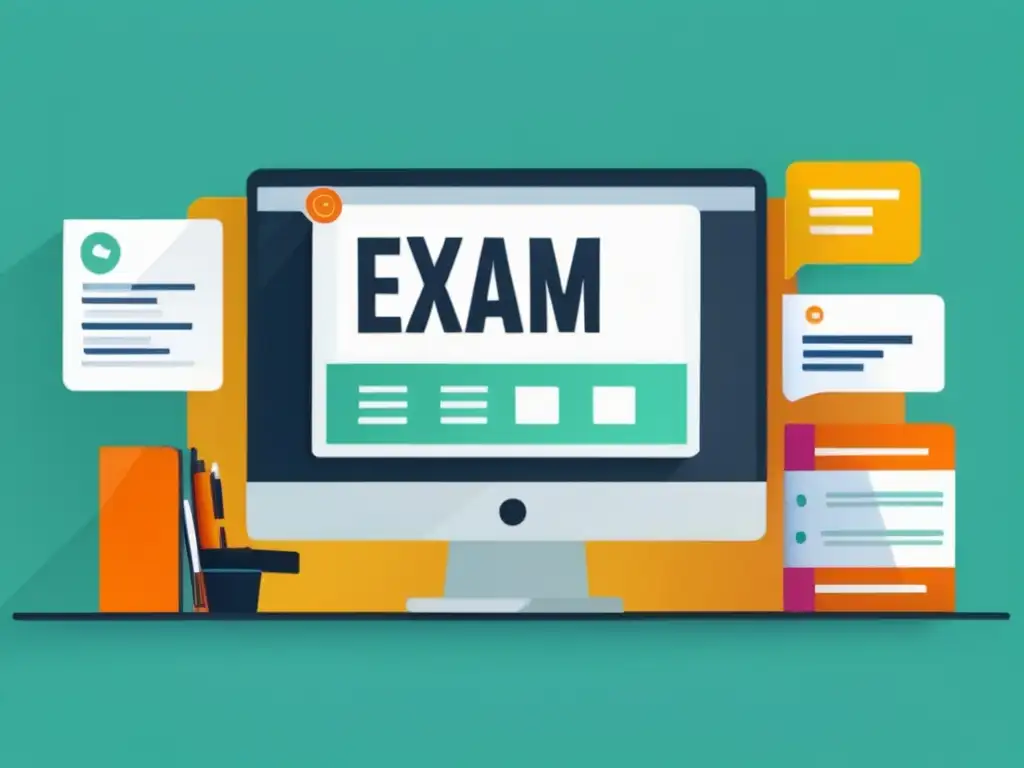 Examen de admisión en línea: interfaz moderna y accesible Exámenes de admisión online: Imagen minimalista y moderna que muestra la revolución de los exámenes de admisión universitarios online