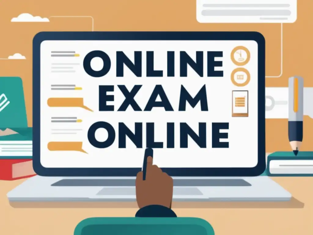 Examen en línea: moderno y accesible Exámenes online accesibles educación superior, pantalla minimalista y moderna con plataforma de exámenes