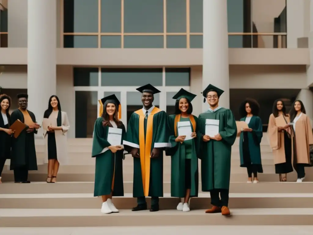 Unidad y logros estudiantiles Acción afirmativa y excelencia académica: estudiantes diversos celebrando logros universitarios