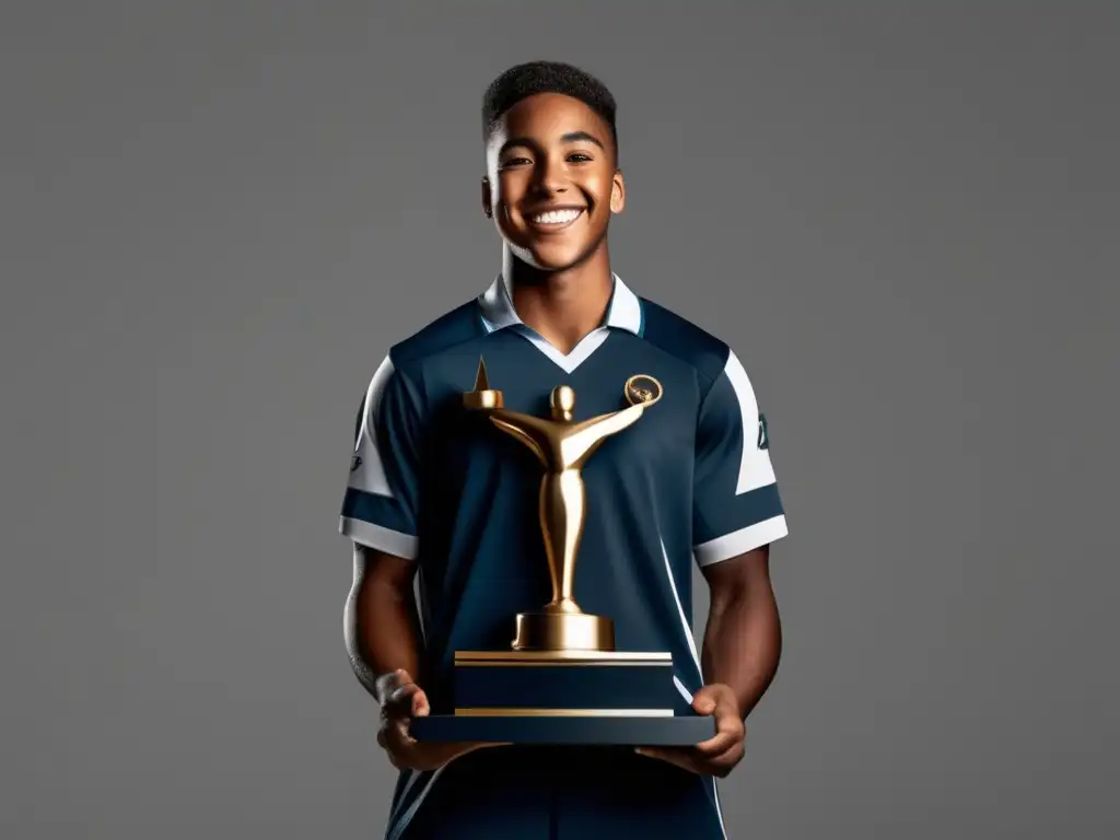 Joven atleta triunfante con trofeo Éxito del estudiante atleta: consejos para solicitar cartas de recomendación