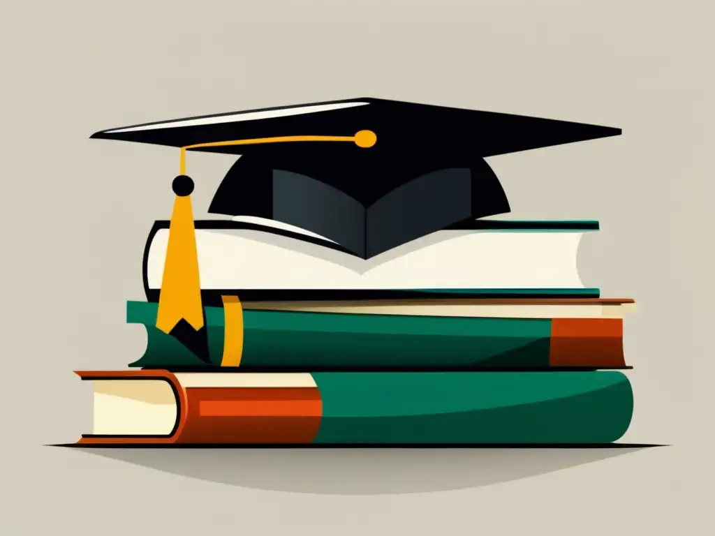 Éxito académico y superación Graduación exitosa: capa y libros simbolizan educación superior