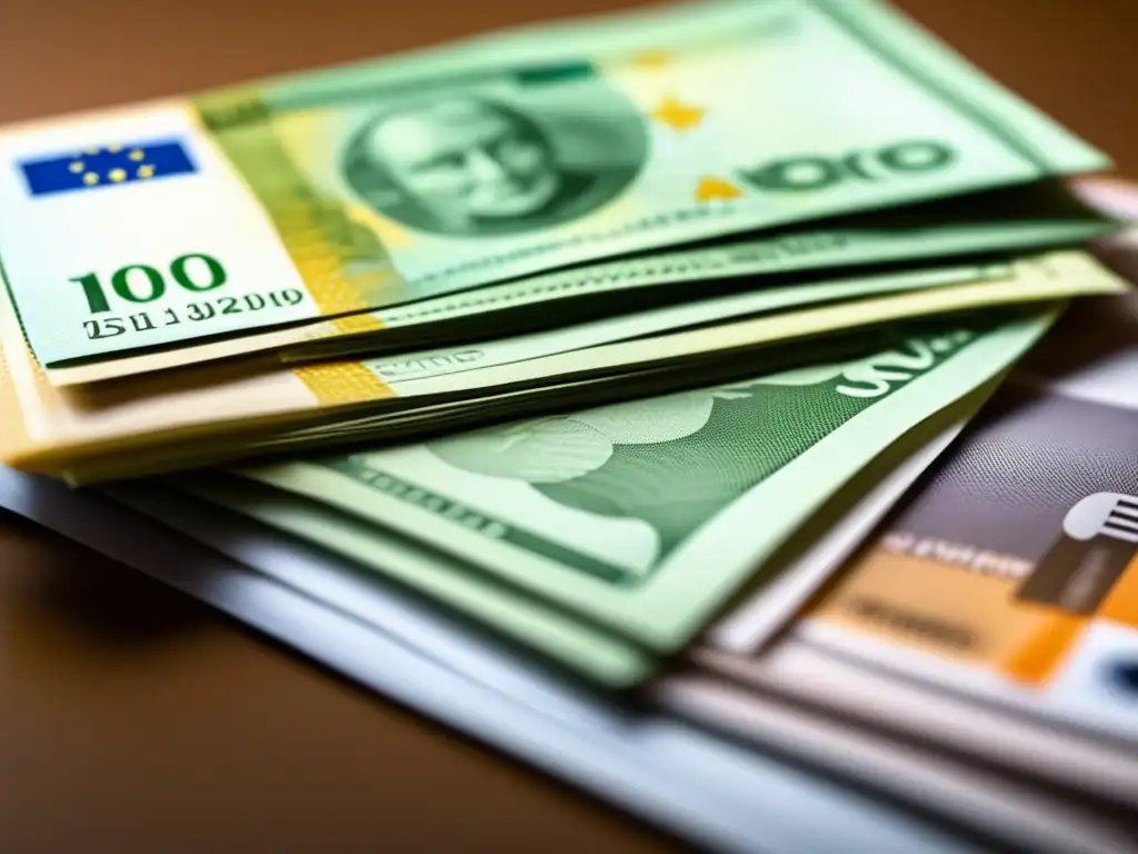 Pila de billetes europeos para financiar estudios universitarios Financiamiento de estudios universitarios en Europa con notas de euro