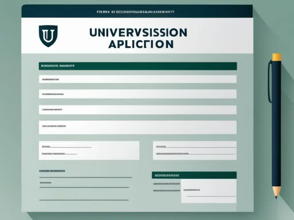 Solicitud de admisión universitaria con diseño moderno y minimalista Formulario admisiones universitarias: Diseño moderno con énfasis en impacto de liderazgo escolar