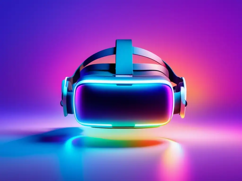 Experiencia educativa virtual inmersiva Futuro headset VR con imágenes de alta resolución proyectadas frente a él