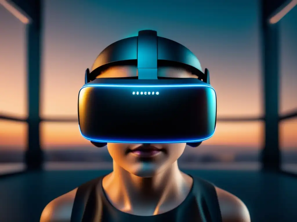 Futurista auricular VR de realidad virtual Futuro VR headset - diseño minimalista - tecnología avanzada - realidad aumentada en visitas universitarias
