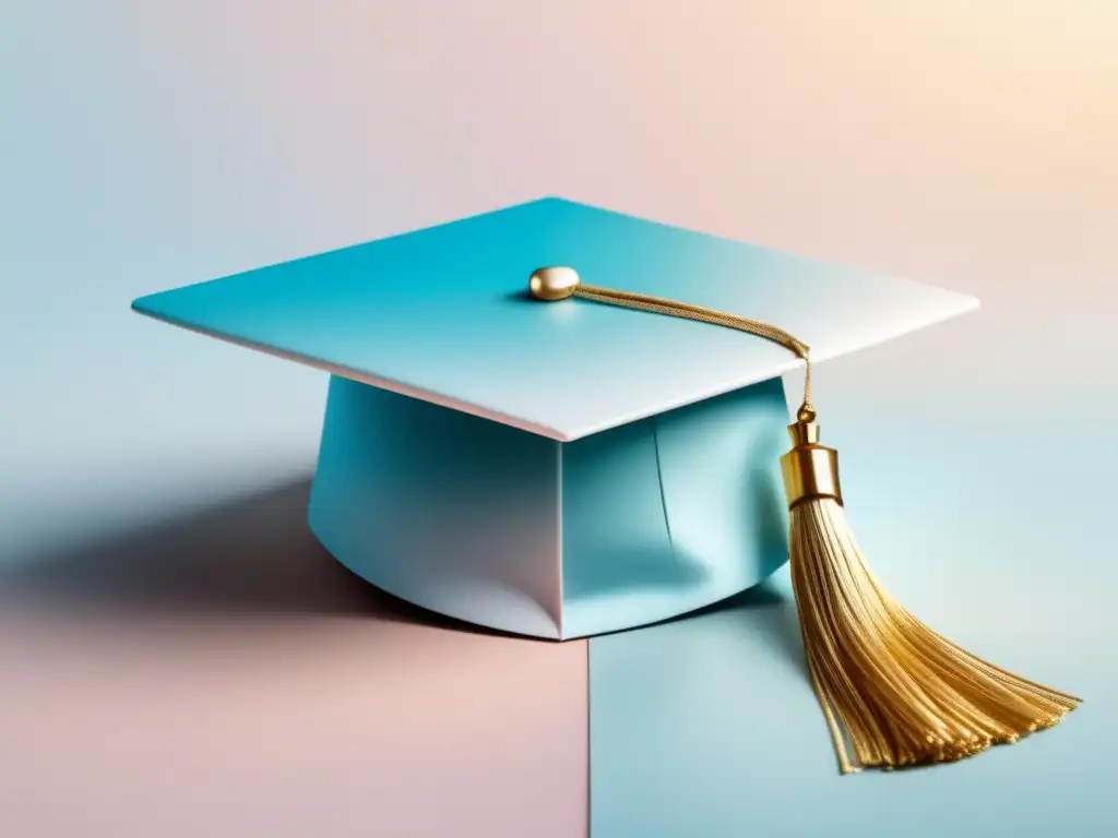 Elegante gorro de graduación blanco con borla dorada Gorro de graduación blanco con tassel dorado simboliza logro académico y cambio de carrera y préstamos estudiantiles