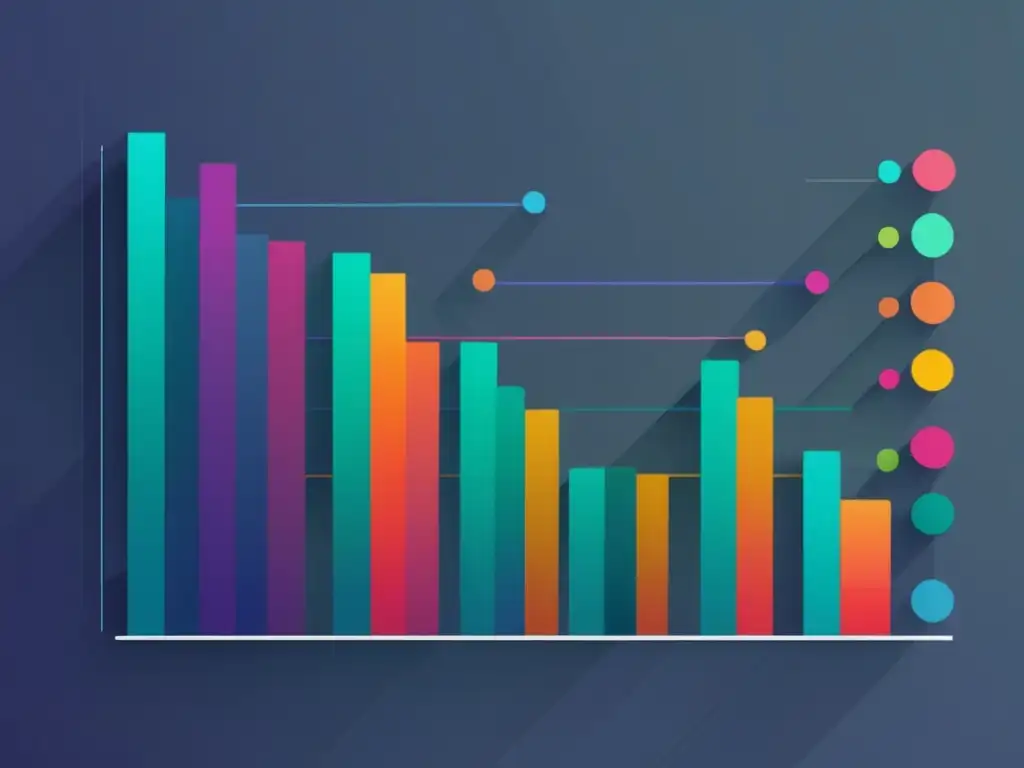 Gráfico de barras minimalista con datos históricos Gráfico de barras minimalista sobre fondo futurista que muestra datos de admisión universitaria y estrategia con Big Data