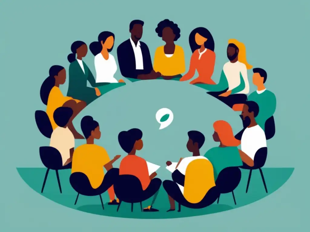 Círculo de comunicación inclusivo y apoyo Grupo diverso comunicándose abiertamente en proceso de admisiones universitarias
