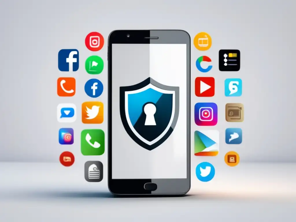 Smartphone seguro y moderno con aplicaciones para estudiantes Herramientas tecnológicas para proteger privacidad estudiantil