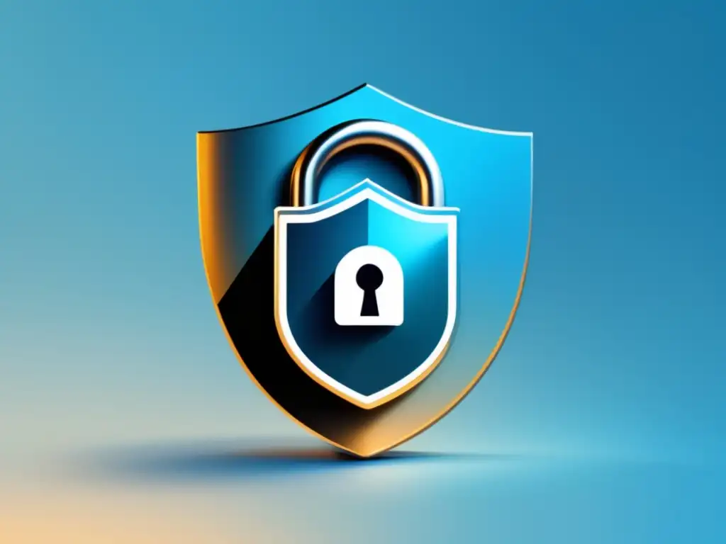 Icono de bloqueo minimalista y protector Icono de cerradura moderna y minimalista con escudo, protección de datos estudiantiles
