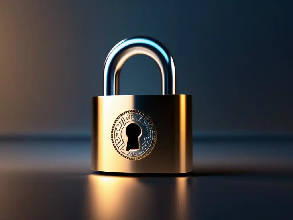 Seguridad de datos: Cierre de seguridad Imagen: Cerradura metálica elegante, protección de datos estudiantiles
