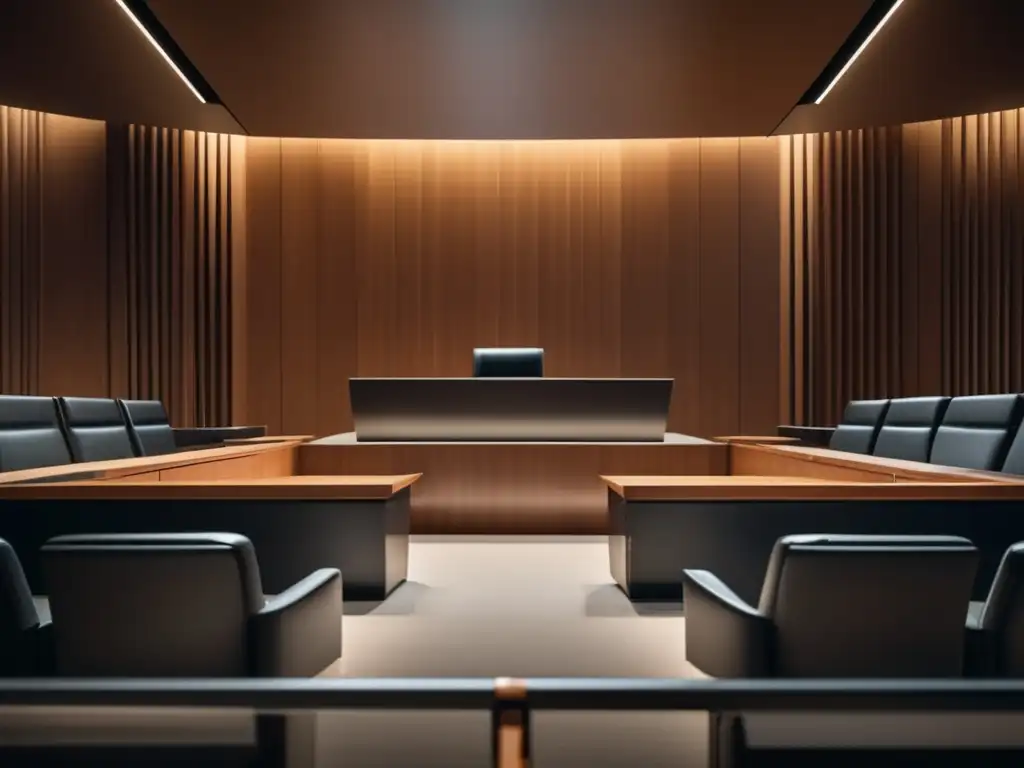 Sala de tribunal moderna y minimalista Imagen: Escena minimalista de una sala de tribunal moderna