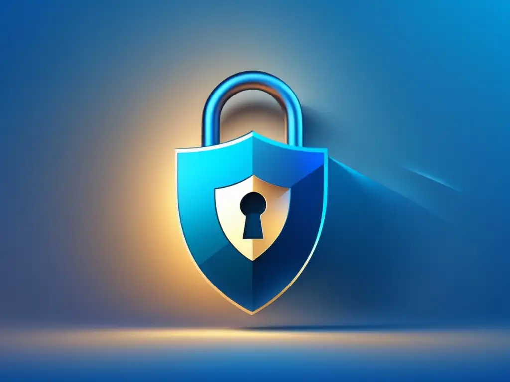 Imagen de seguridad y protección digital Imagen: Escudo de seguridad con diseño moderno y minimalista