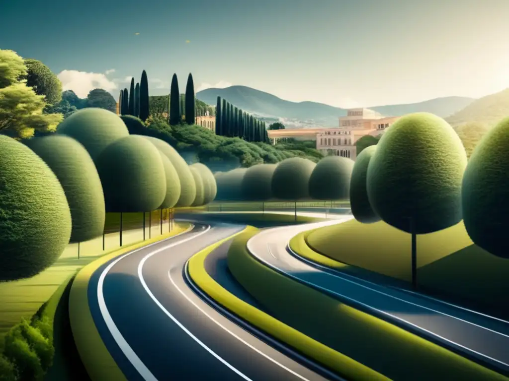 Camino hacia la universidad de tus sueños Imagen: Estrategias de admisiones universitarias - Camino hacia una universidad soñada con arquitectura moderna y naturaleza serena