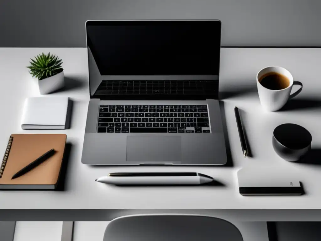 Oficina minimalista para una gestión eficiente del tiempo Imagen: Estrategias de gestión del tiempo en un espacio de trabajo minimalista y moderno