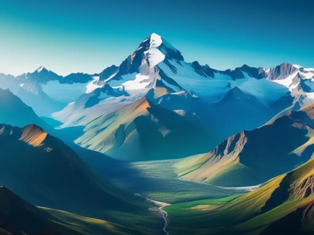 Majestuosa cordillera de montañas con picos nevados Imagen impresionante de montañas nevadas, destacando la importancia de la geología en el proceso de admisiones universitarias