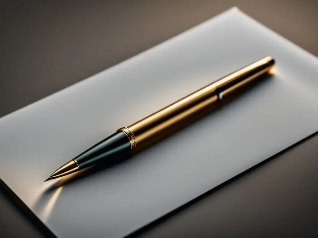 Elegante escritura en blanco y gris Imagen minimalista de pluma y lápiz sobre papel en blanco
