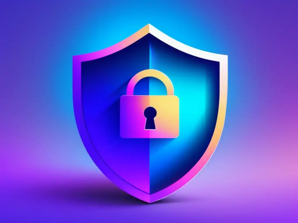 Privacidad y resultados académicos Imagen de privacidad y resultados académicos con fondo degradado y escudo de privacidad con papeles académicos flotantes
