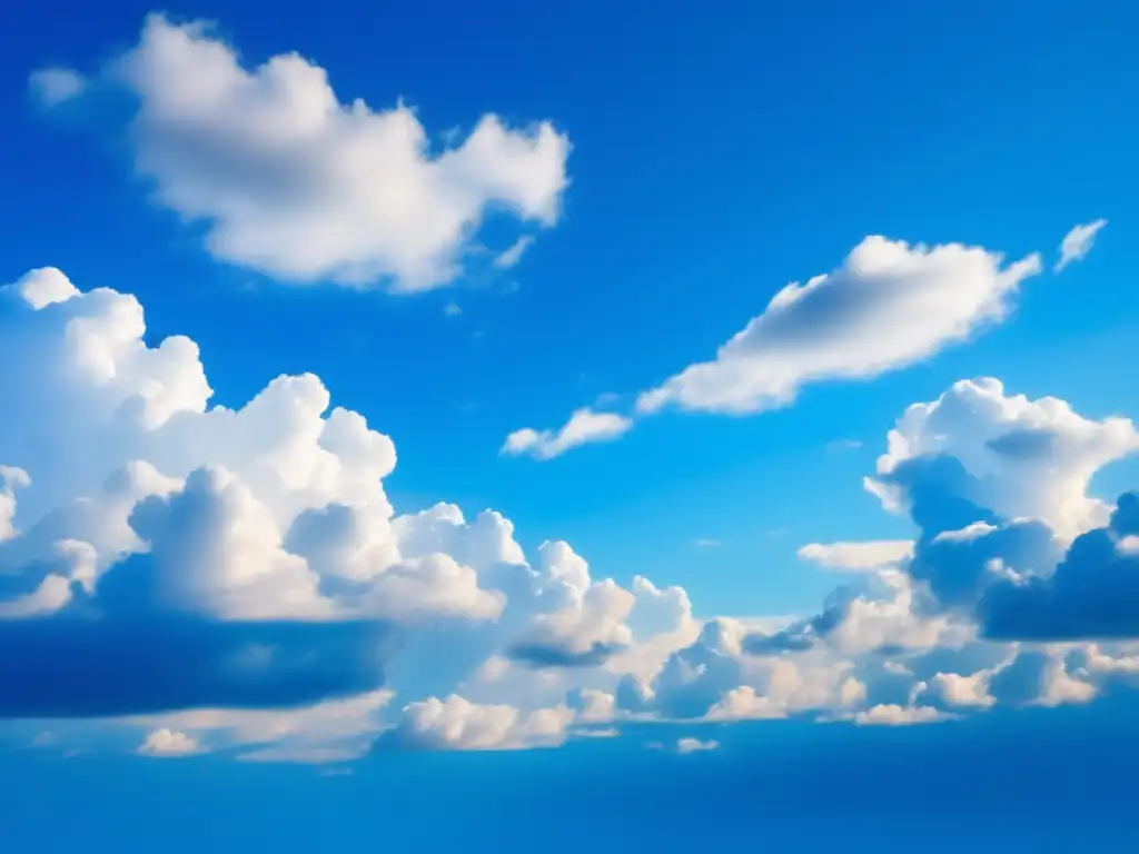 Cielo azul con nubes blancas calmantes Imagen serena y minimalista del cielo azul con nubes blancas, transmite calma y tranquilidad