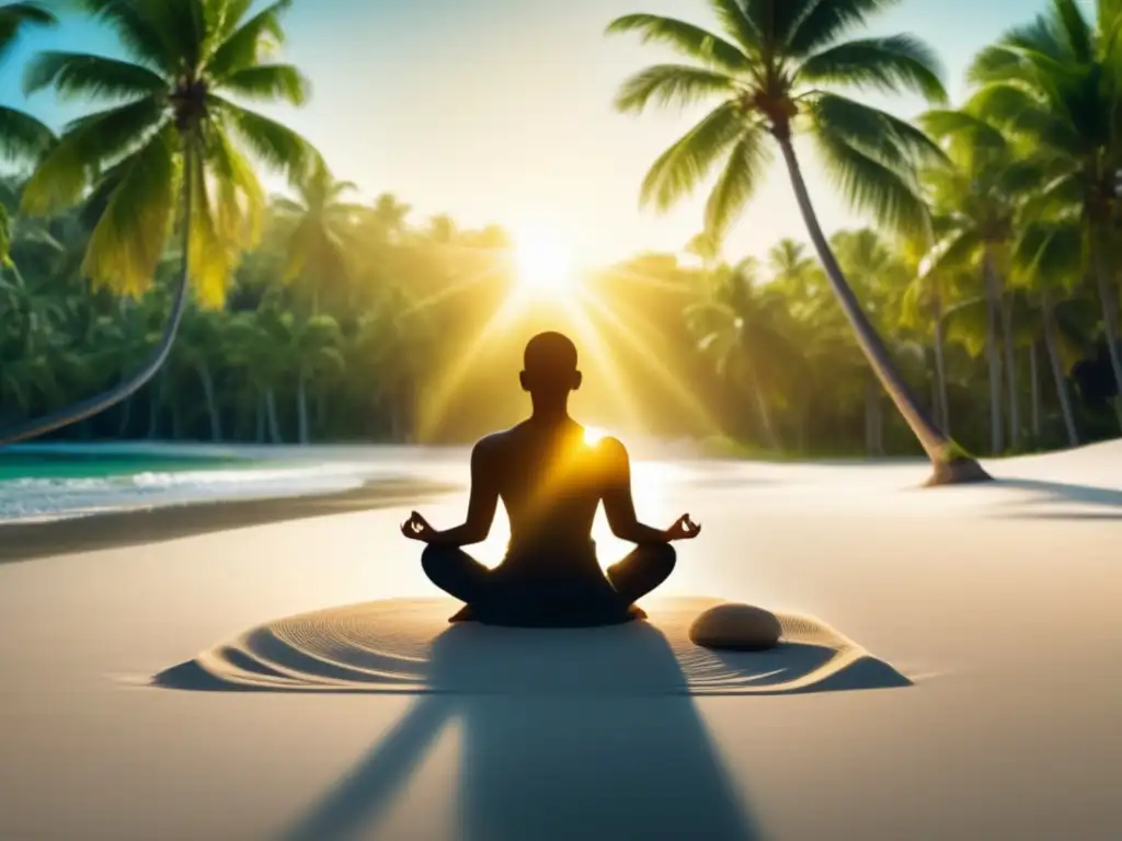 Meditación en la playa Imagen de tranquilidad y estrategias para reducir estrés preuniversitario