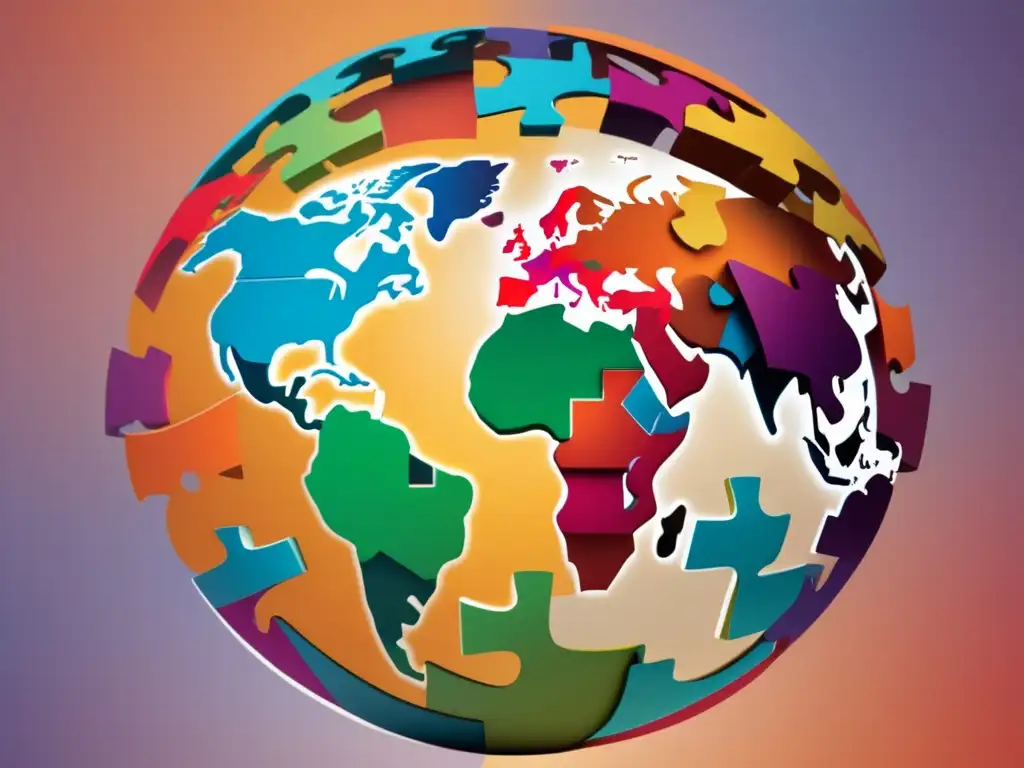 Globalización en admisiones universitarias Importancia de la internacionalización en admisiones universitarias: puzzle global interconectado en colores vibrantes
