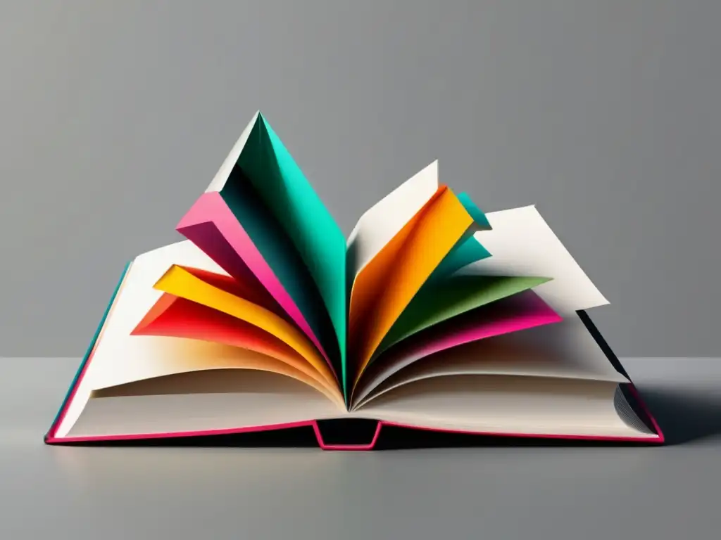 Libro abierto con flechas coloridas Importancia crítica constructiva ensayos universitarios: libro minimalista con flechas coloridas